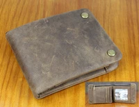 vintage cowhide genuine leather wallet men leather wallet male bifold clutch credit card wallet coin bag horizontal brown wf110