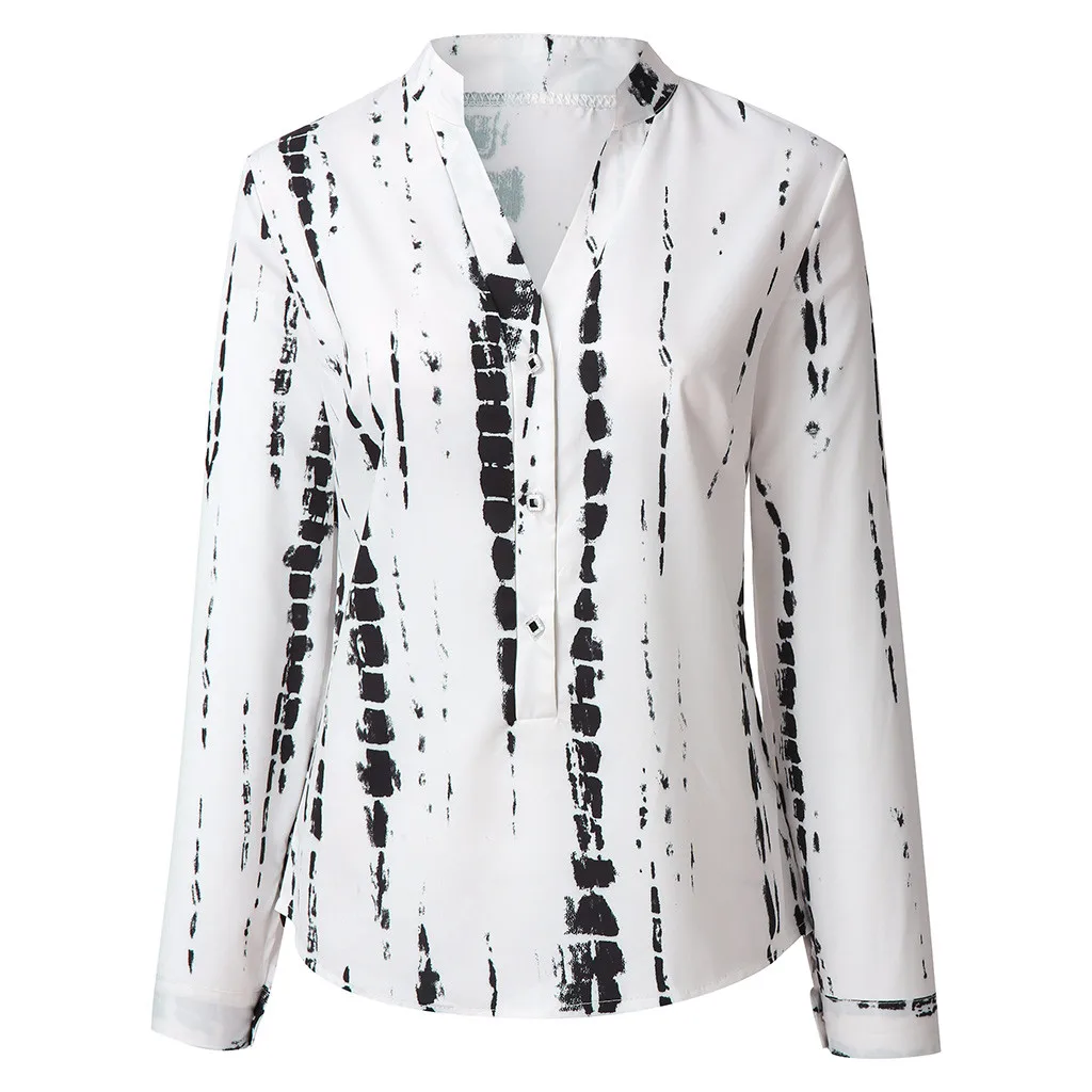 Женская белая блузка повседневная с длинным рукавом на пуговицах шифон галстук