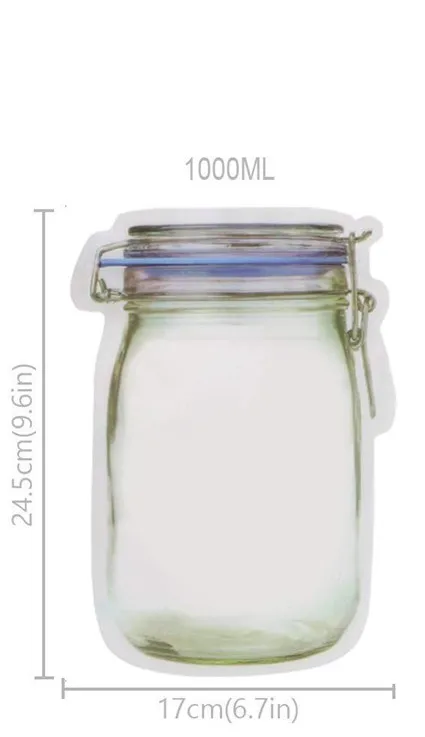 5pcs Leotriting 5 шт.-20 шт. Mason сумки для стеклянной посуды портативные Mason Jar сумки на молнии уплотнение Сумки для хранения пищи многоразовые дорожные мешочки для снеков - Цвет: 5pcs