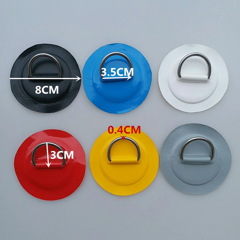 4pcs Durable Strong Marine 316 Stainless Steel D Ring Patch Pad Shock Rope for PVC Inflatable Boat Kayak Fishing Raft Dinghy | Спорт и