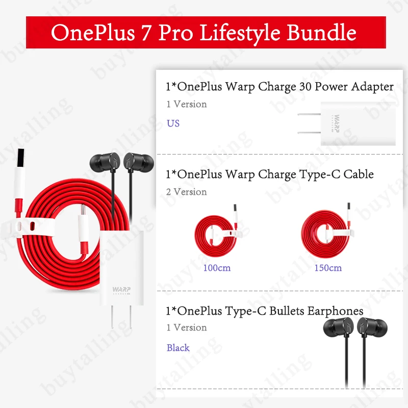 OnePlus 7 Pro Lifestyle Bundle NA Type C наушники пули x1 Warp Charge 30 адаптер питания cableex1|Зарядные