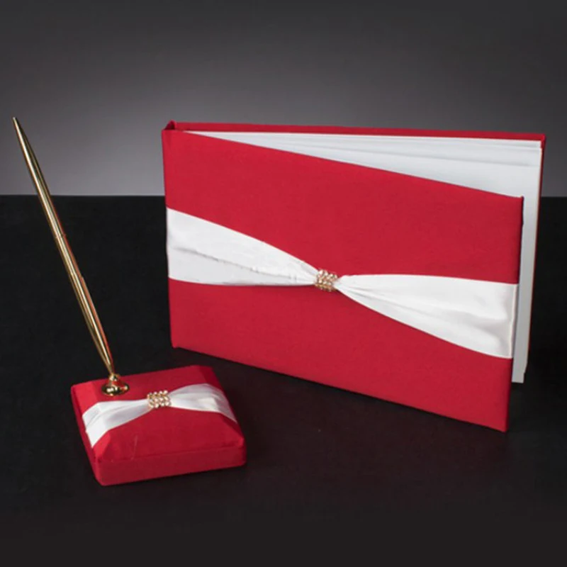 5 шт./компл. Красное Атласное свадебное кольцо с кристаллами подушка гостевая