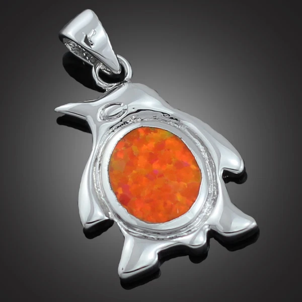 Прекрасный оранжевый огненный опал Пингвин кулон для девочек модные ювелирные