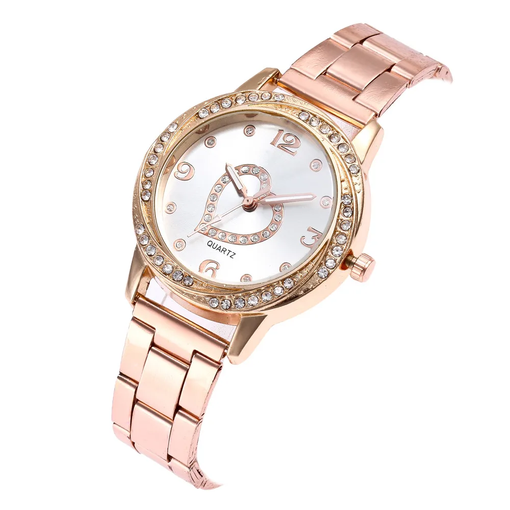 Часы наручные женские кварцевые круглые из нержавеющей стали с браслетом Love |