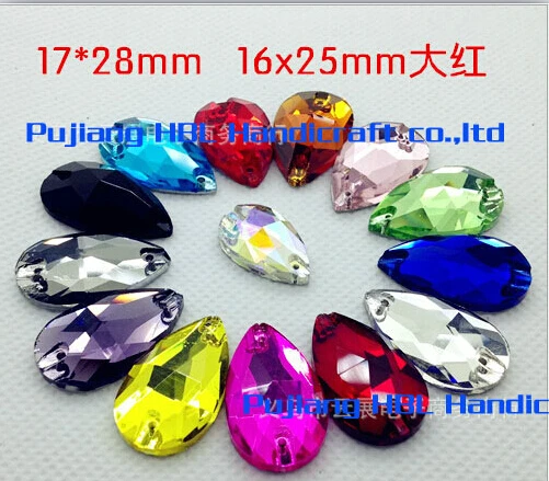 Free shipping Lake Blue 17x28mm 15pcs Resin Sew On Crystal Shining Stones