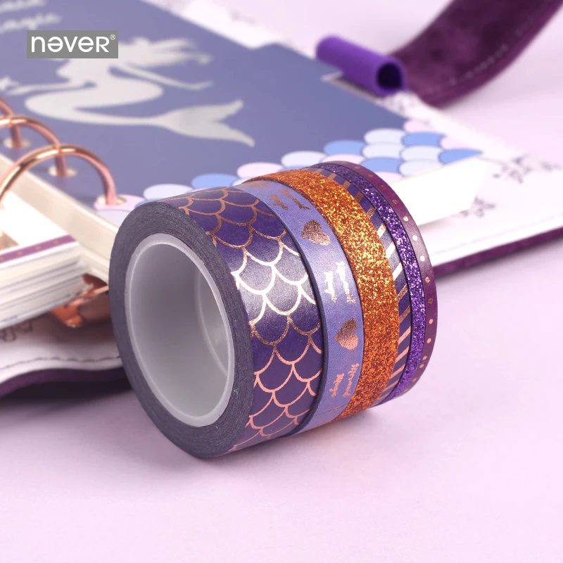

Never Mermaid Series Washi Paper Tape Set Planner Scrapbooking Decorative Masking Tape School Diary Accessories Gift Stationery