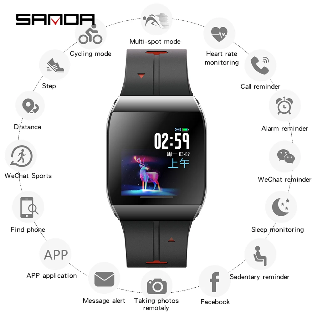 SANDA 1 3 дюймов цветной экран X1 Смарт часы для мужчин фитнес трекер спортивные