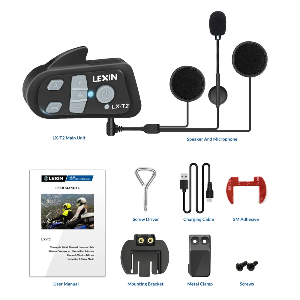 Переговорное устройство Lexin 2017 1 шт. T2 для мотоциклетного шлема с Bluetooth