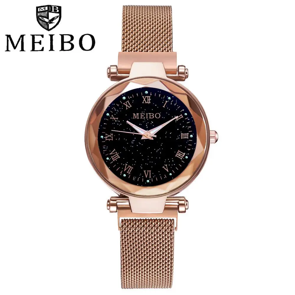 MeiBo Reloj hombre модная Звездная стекло римские цифры Циферблат Кварцевые сетки