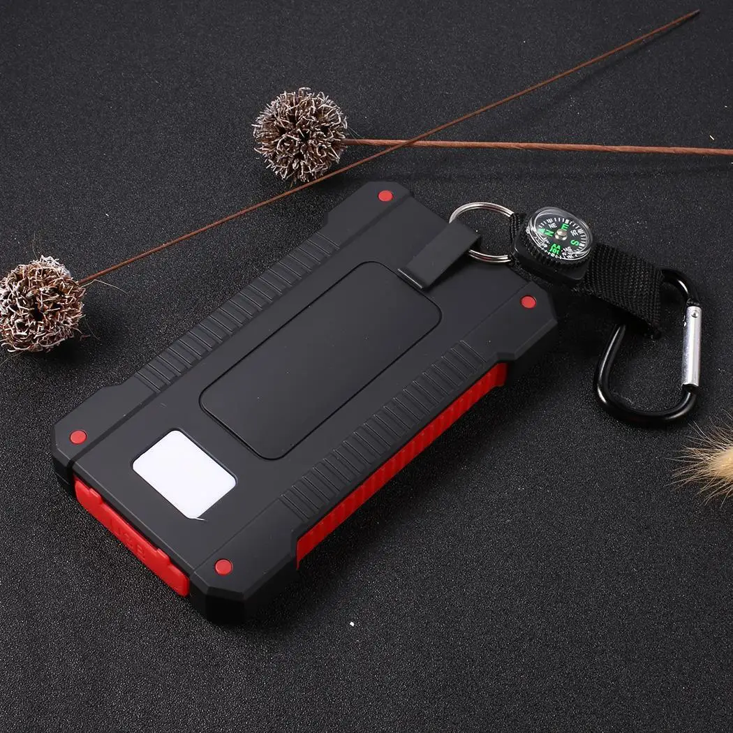 20000 mAh открытый солнечный банк силы портативный 2 USB зарядное устройство банк силы вешалка компас внешняя батарея для Xiaomi Mi iPhone samsung