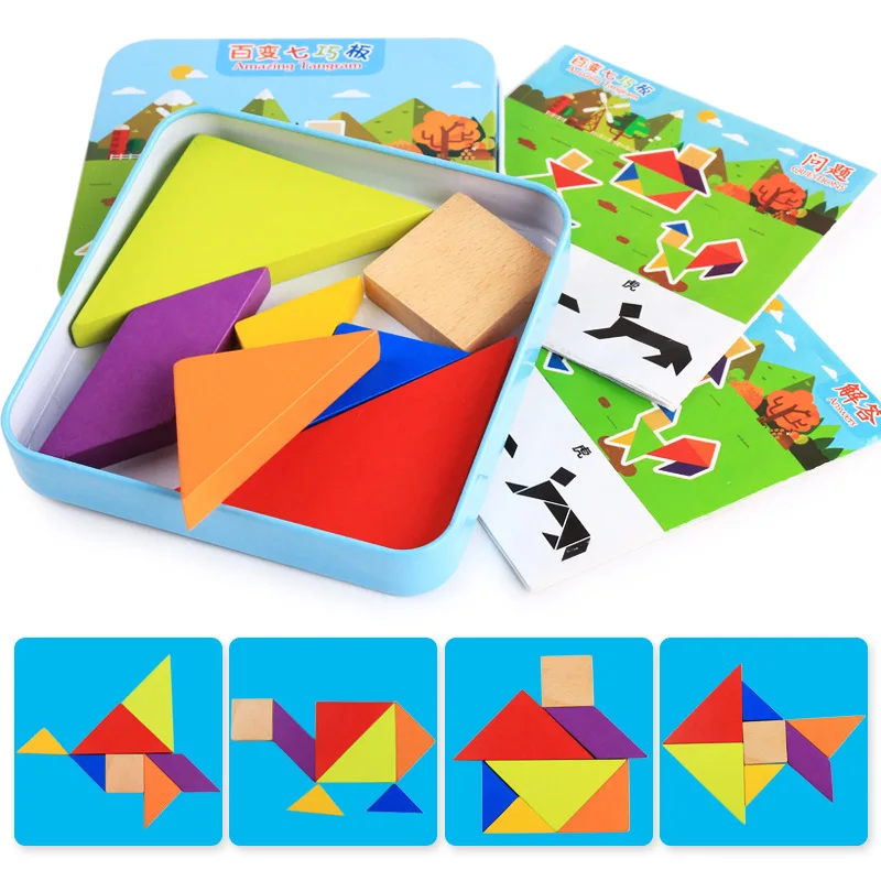 Детская психического развития геометрический дерево Tangram T головоломки