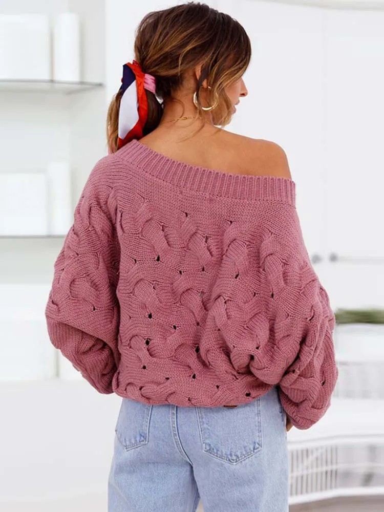 yinlinhe brown Autumn Winter loose Sweater Women Long Sleeve Twist knot Jumpers Knitted Pullovers Casual 1203 | Женская одежда