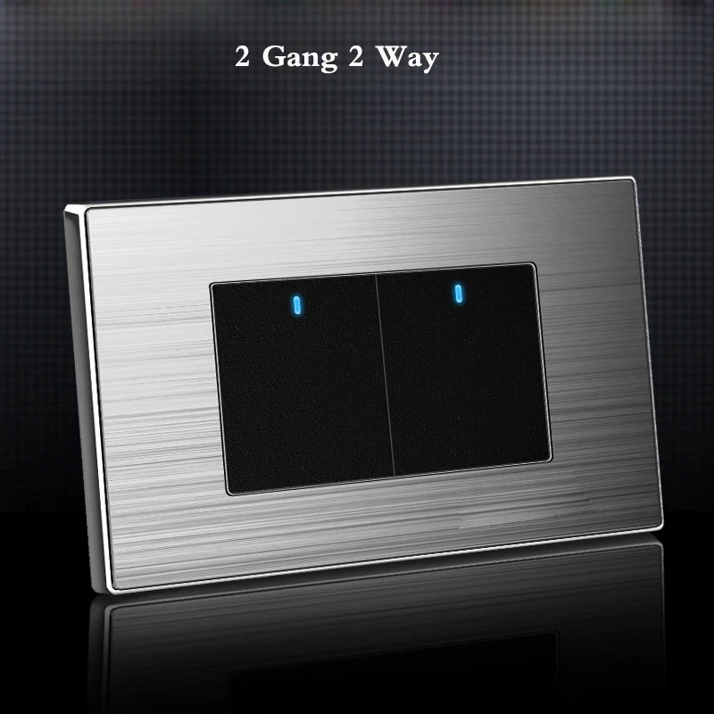 2 Gang 2 Way 118 Тип светодиодный случайный поворотным переключателем бытовой нержавеющая сталь матовая панель 1/2/3/4/5/6/7/8 Gang 2 позиционный переключатель - Цвет: 2 Gang 2 Way