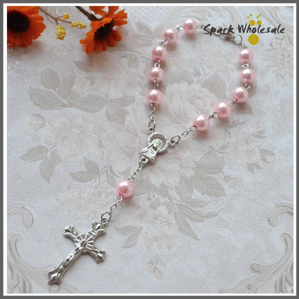 50 шт./лот многоцветный браслет с жемчугом и стеклом розари Религиозный