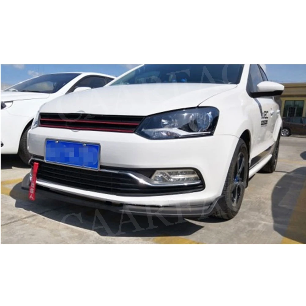 ABS передний бампер спойлер сплиттеры для Volkswagen VW Polo 2014 2018 3 шт. подбородка устойчив