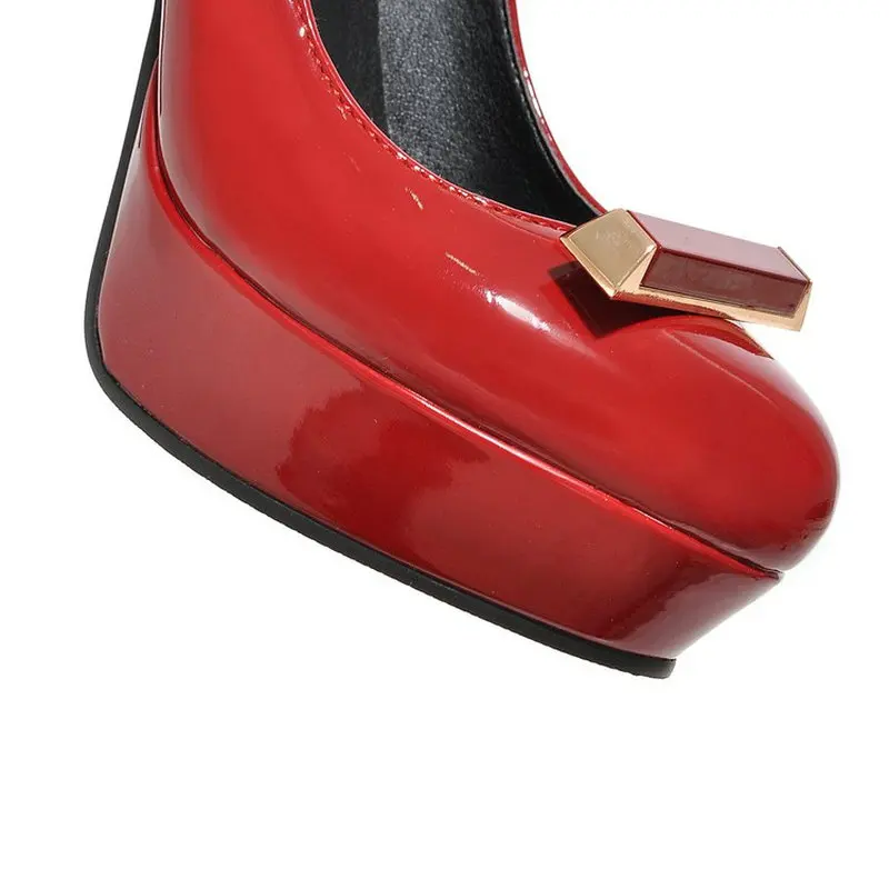 Новая Женщина Красный ПУ Лакированной кожи платье Тонкие Высокой Пятки Женщин