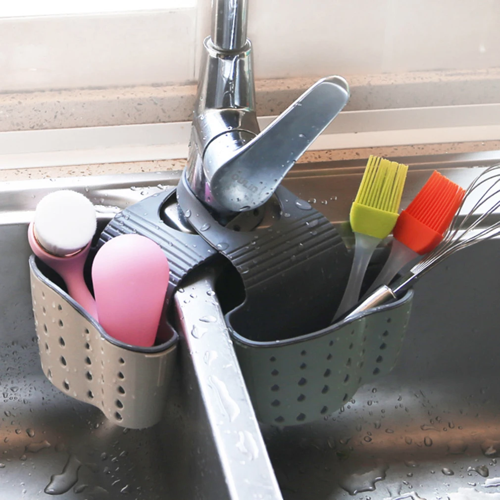 Adjustable Kitchen Hanging Drain Basket Sink Shelf Soap Sponge Bathroom Storage Rack | Дом и сад