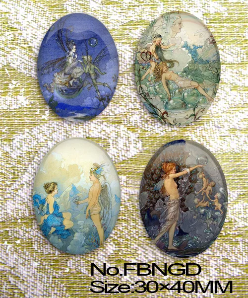 4 шт. художественный замысел Овальный стеклянный кабошон камея для 30x40 мм Базовая