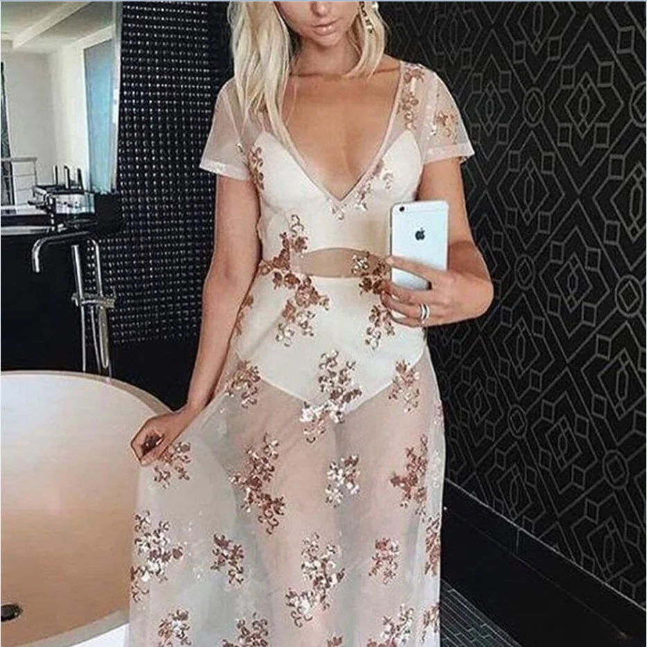Глубокое Сексуальное ночь V перспектива блеск пляж блузка платье|blouse dress|dress dress