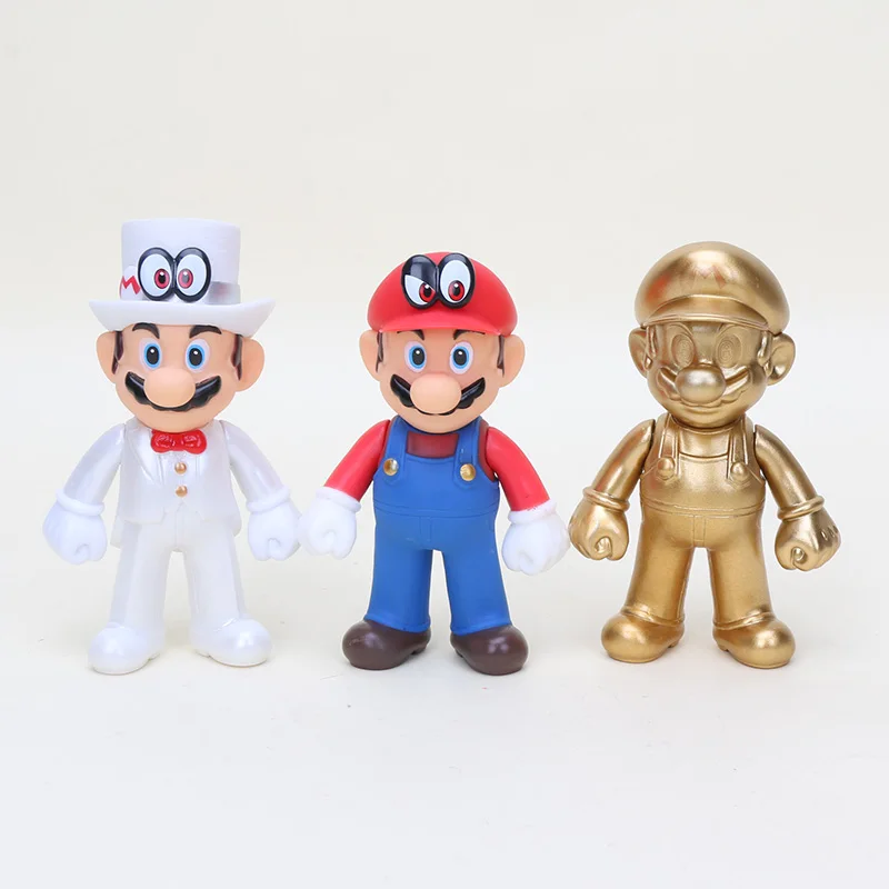 5 шт./компл. на высоком каблуке 12 см с рисунком из игры "Братья Супер Марио" Odyssey figuer кукла Cappy красного и зеленого цвета с Марио и Луиджи золото Марио Свадебные Жених ПВХ фигурка модель игрушки