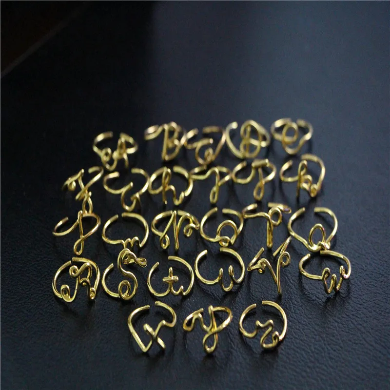 A-Z 26 Letters Initial Name Rings for Women Men Geometric Alloy Creative Finger Unisex Gold Silver Colo Jewelry Wholesale | Украшения и
