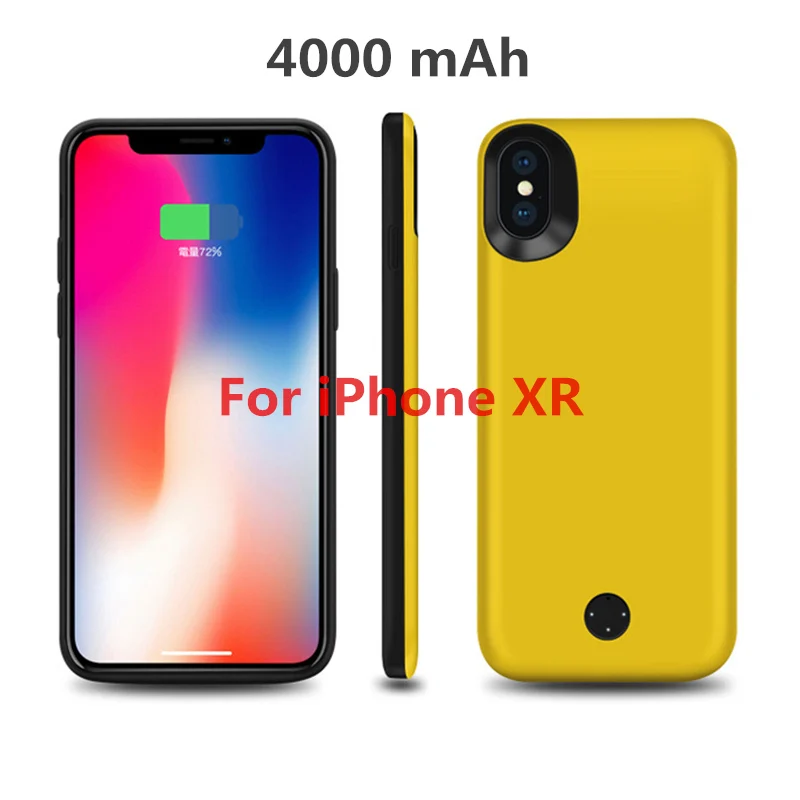 NTSPACE ультра тонкий внешний аккумулятор задняя крышка для iPhone XS Max XR портативный чехол с зажимом для зарядки аккумулятора чехол для iPhone X XS чехол для питания - Цвет: Yellow for XR