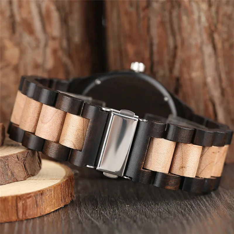 Простые натуральные часы из бамбука Мужские кварцевые шоколадные коричневые с