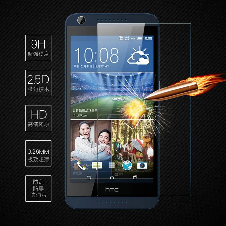 2.5D для HTC Desire 626 Оригинальное закаленное стекло 9H Высококачественная защитная