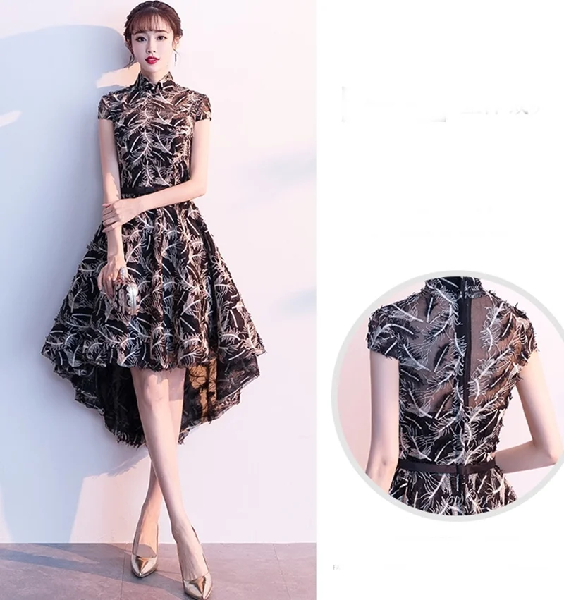 Высокая Низкая Cheongsam Coctail платье миди элегантные китайские платья Vestido Fiesta пышные платья для выпускного вечера платье коктейльное TS713