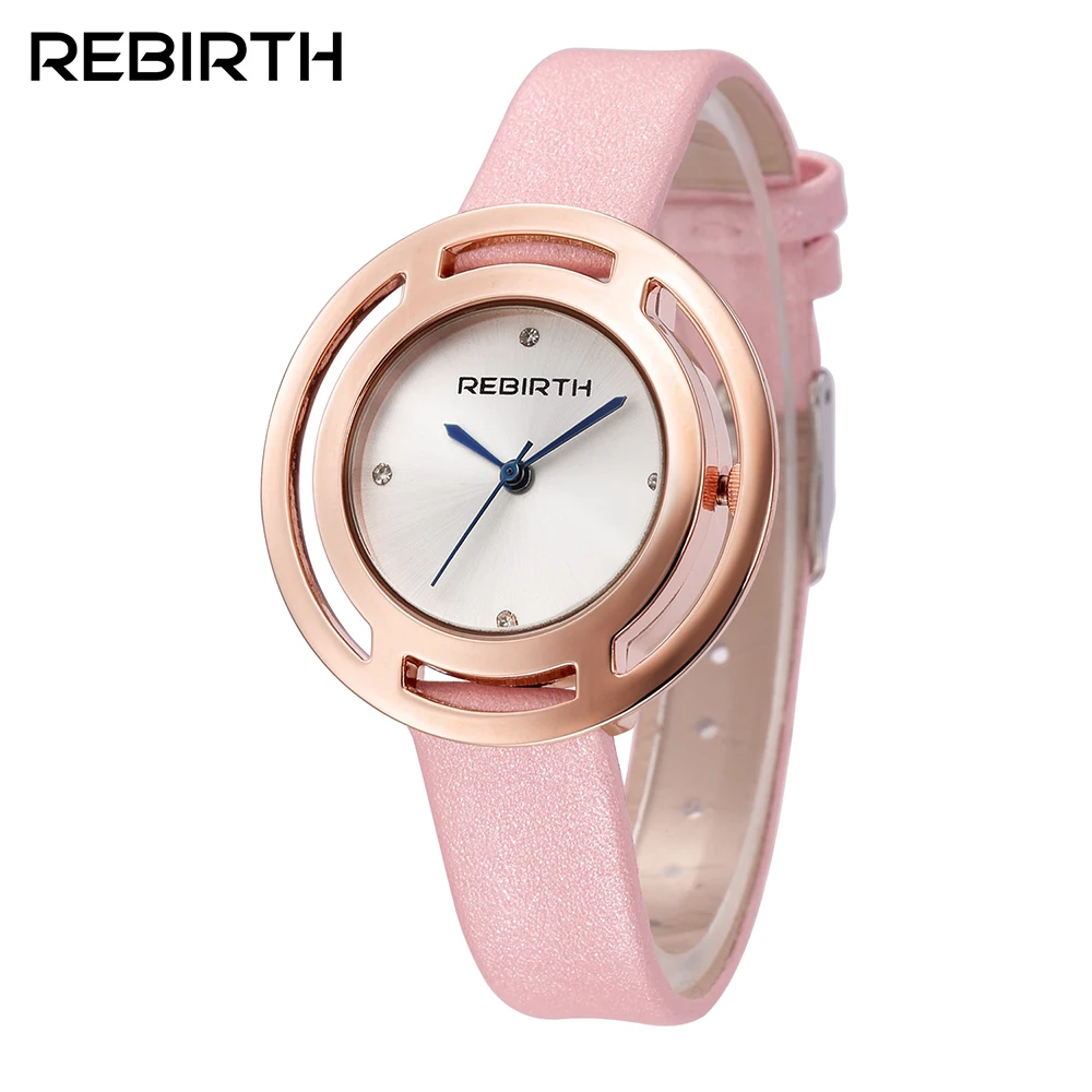 

Fashion REBIRTH Brand Casual Ladies Watches Luxury Gold Bracelet Quartz Classic Female Leather Strap Clocks Women Wristwatches