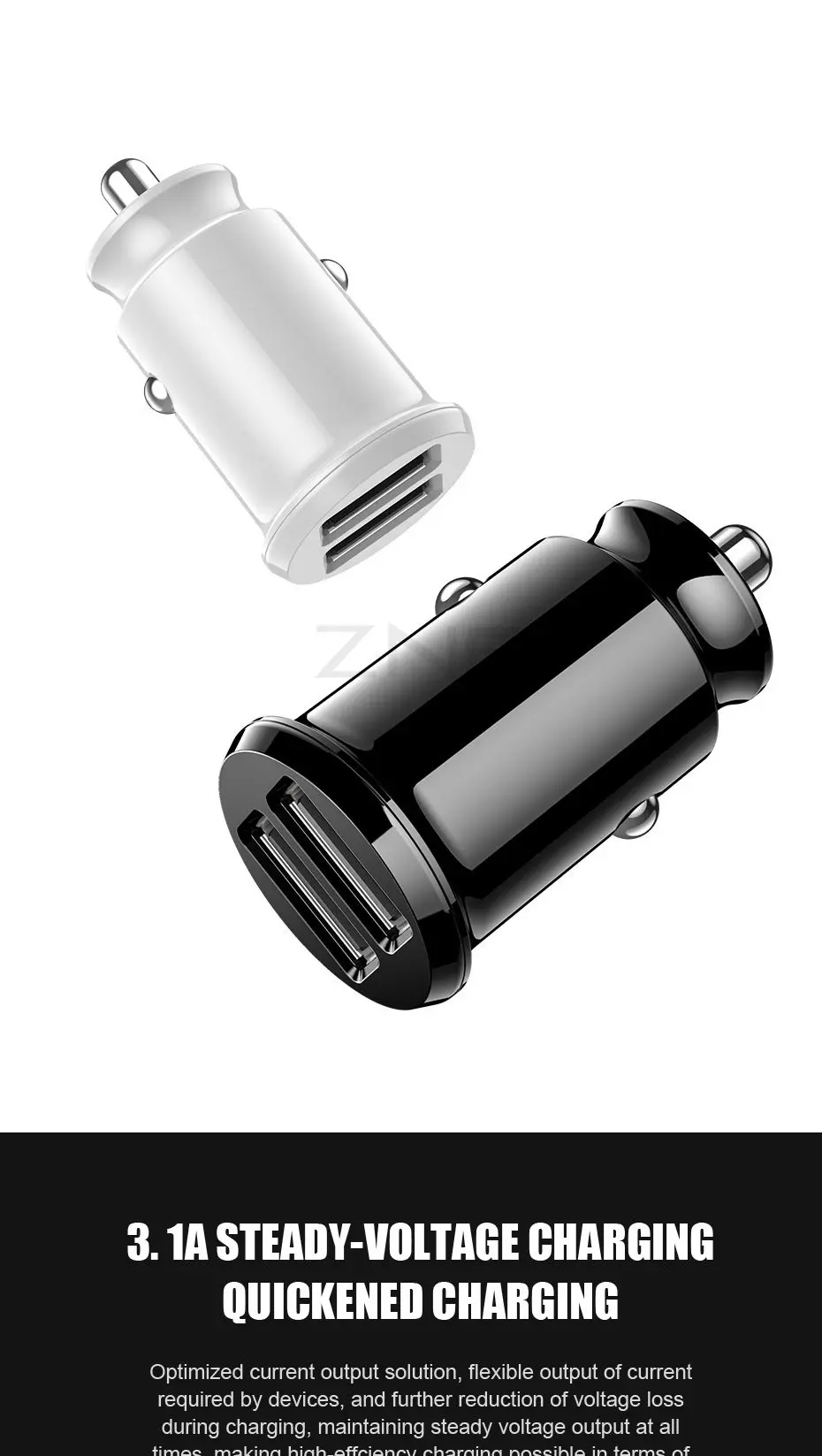 ZNP мини USB Автомобильное зарядное устройство для мобильного телефона планшета gps 3.1A быстрое зарядное устройство автомобильное зарядное устройство двойной USB автомобильный адаптер зарядного устройства для телефона в автомобиле