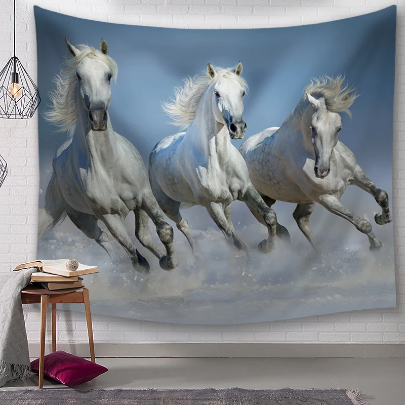 Гобелен с изображением коня на стене хиппи гобелен Бохо богемный декор в