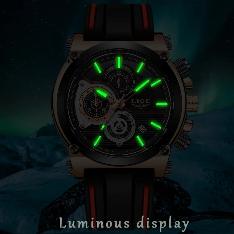Часы наручные LIGE Мужские кварцевые роскошные брендовые уникальные спортивные