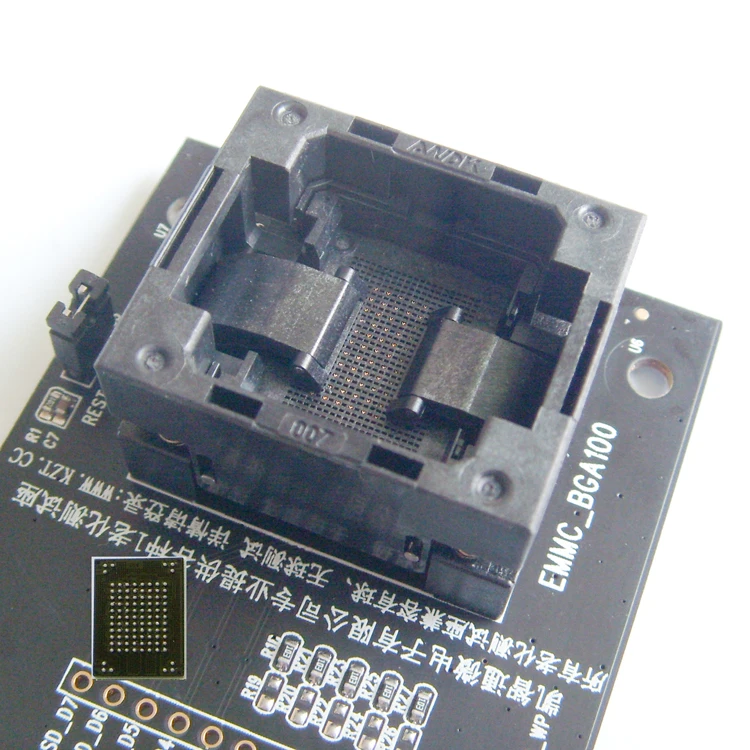 Разъем eMMC100 с USB-интерфейсом для тестирования BGA100 Nand flash Размер 12 х18 мм Шаг 1 0