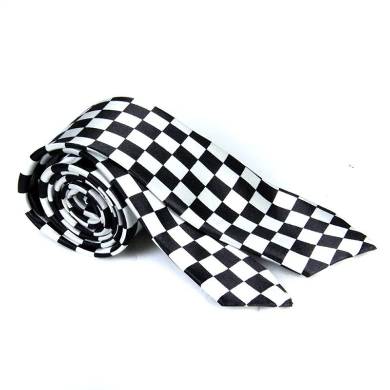 Polyester yarn Necktie Neck Tie with Black White Plaid Checkered for Mens | Аксессуары для одежды