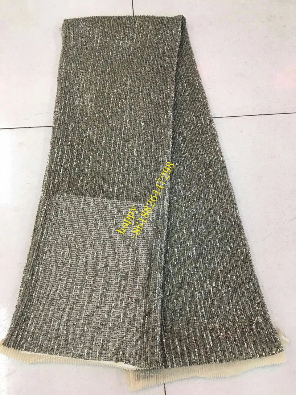 

Luxury sequins embroidery 6 colors, yellow green rose red orange gun color African lace sparkling sequins wedding dresses