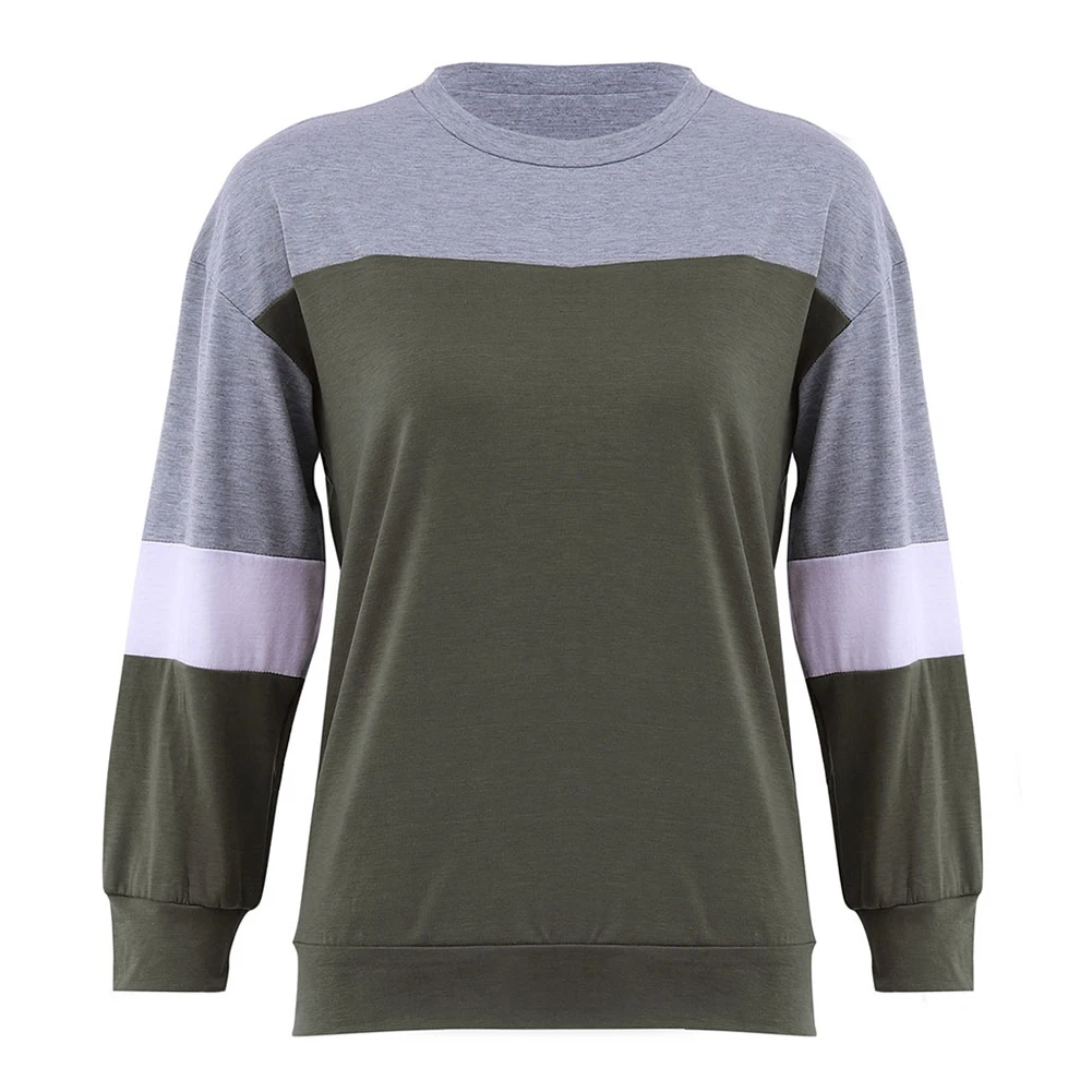 Женская футболка с круглым вырезом и длинным рукавом цветная Осенняя Свободная