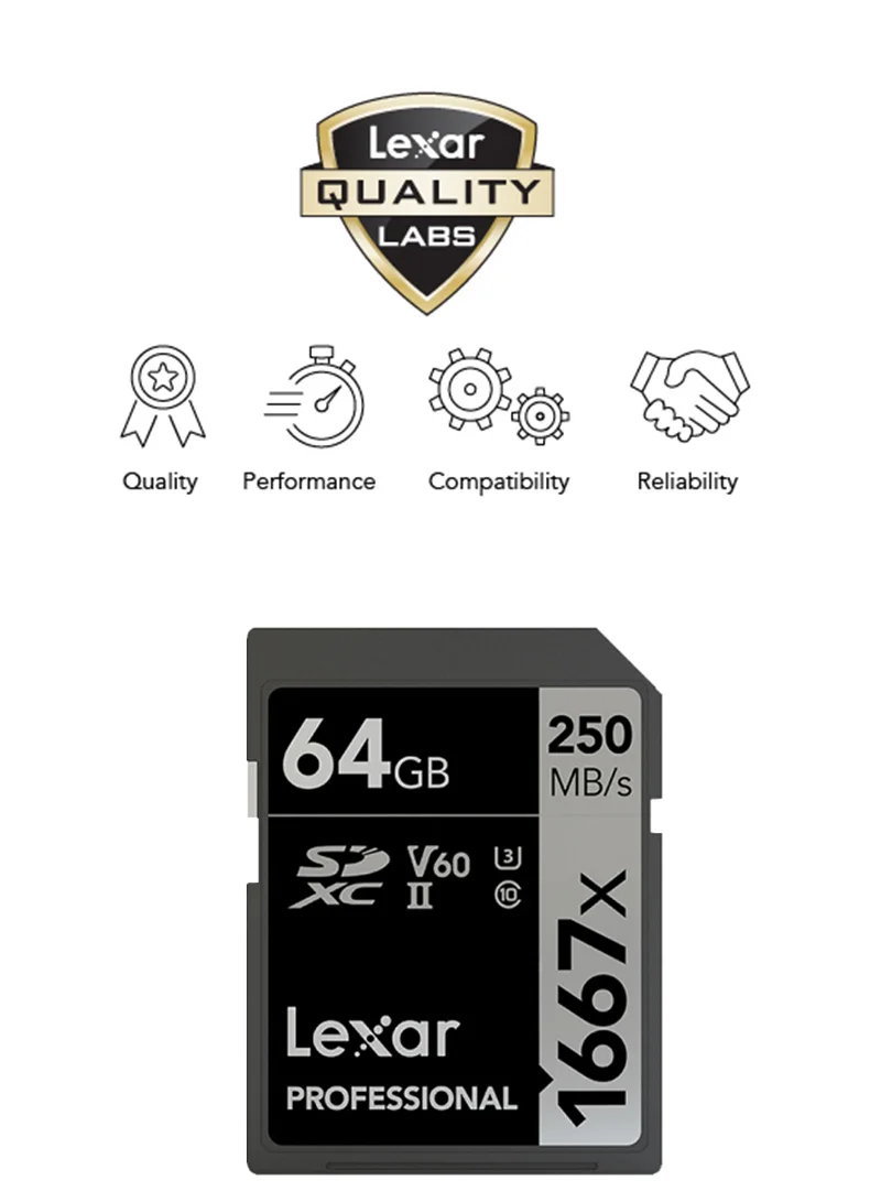 Lexar, оригинальная sd-карта, 128 ГБ, карта памяти, 256 ГБ, UHS-II, sd-карта, 64 Гб, поддержка 4 K, высокая скорость до макс. 250 м/с, класс 10 1667x 32G1000X