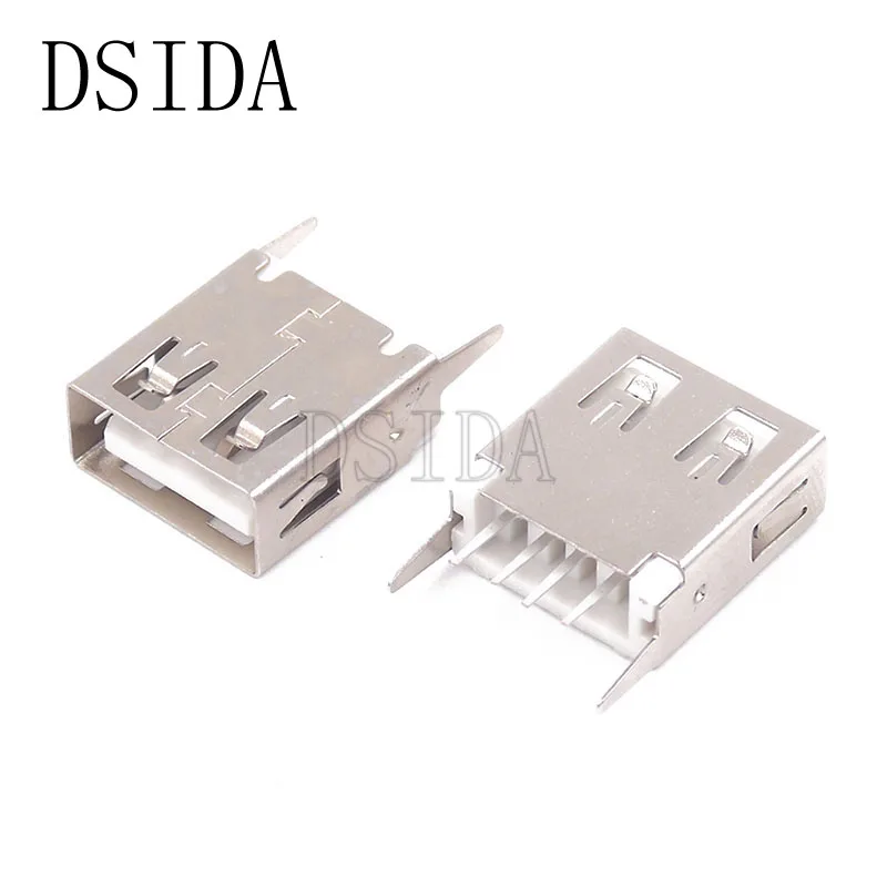 10 шт. разъем USB Type A Female 4 шпильки со шнуром 180 градусов плоский для PCB DIY |