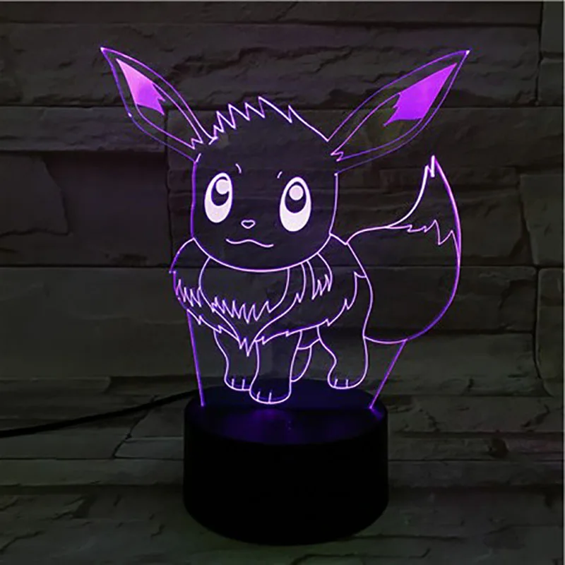 Eevee Pokemon Go Sylveon рисунок детский ночник светодиодный сенсорный сенсор батарея Ночник подарок к празднику атмосфера Usb светодиодная 3D лампа Sylveon - Испускаемый цвет: Eevee
