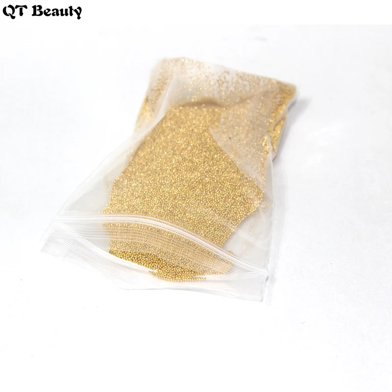 

QT Beauty 1bag Mini Nail Caviar Metal Glitter Beads Gold 0.8mm/1mm Nail Art Pearl Rhinestones Decorations DIY Nail Accessories M