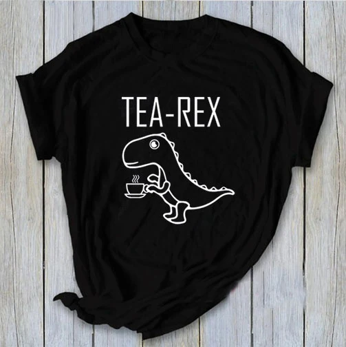 

Tea rex T-Shirt funny graphic dinosaur cute kawaii grunge tumblr aesthetic camisetas cotton casual street style quote tees tops