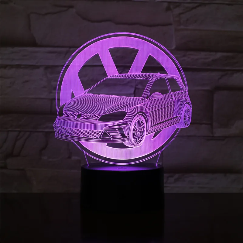 3D иллюзия визуальный ночной Светильник VW Sedan 3D лампа подарки для детей прикроватный спальный светильник s RGB разноцветный светодиодный вспышка светильник s мягкая лампа