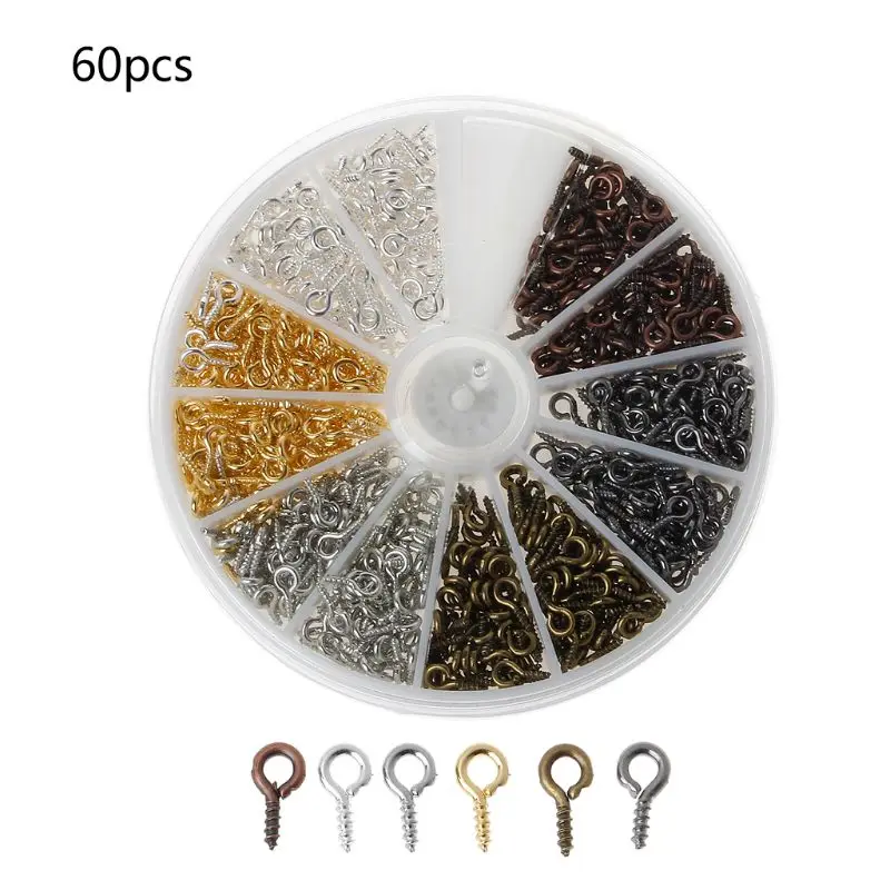 

600Pcs Eye pins Hooks Small Screw Eye Pins Eyelets Screw Threaded Silver Clasps Hooks Eye Screws for Jewelry Making