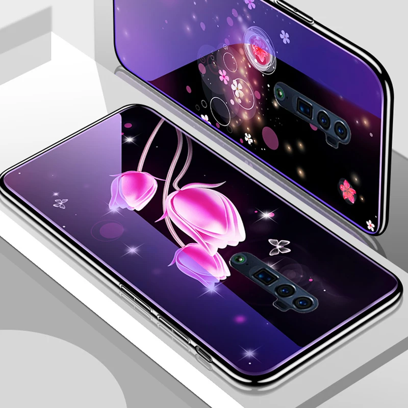 Для OPPO Reno/Reno 10x zoom Обложка кожаный чехол с покрытием из закаленного стекла Blue Ray