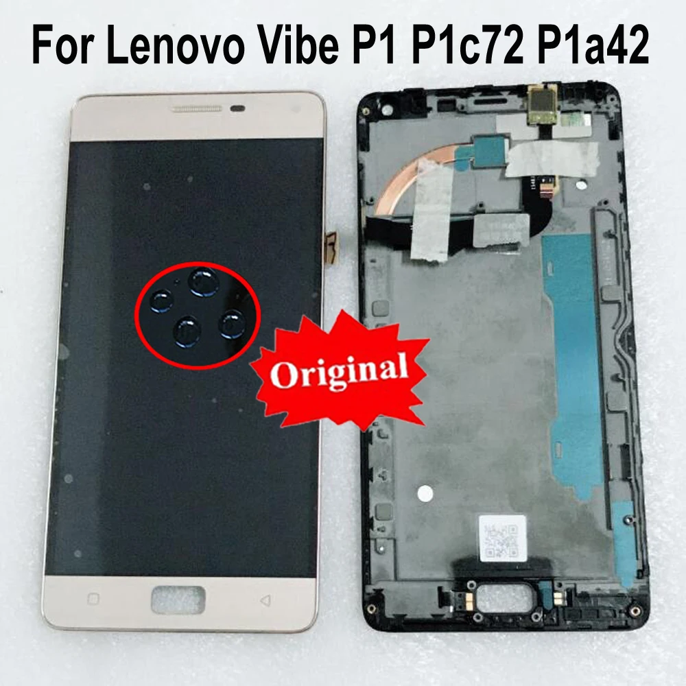 

Original Best New For Lenovo Vibe P1 P1c72 P1a42 LCD Display Touch Panel Screen Digitizer Assembly with frame Phone Sensor Parts