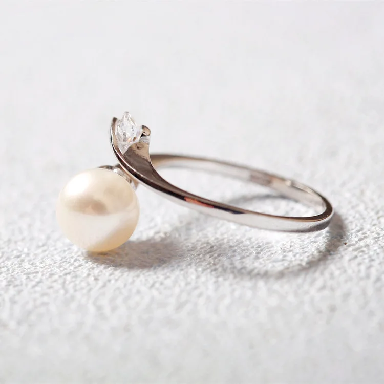 Женские открытые кольца с искусственным жемчугом и сердечком регулируемые