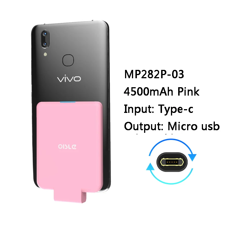 MP282P-03 PINK 4500 мАч микро USB беспроводной чехол питания для Xiaomi Redmi 7 6A 4X 5A Note 5 Plus чехол Внешнее зарядное устройство резервный внешний аккумулятор - Цвет: MP282P-03 PINK