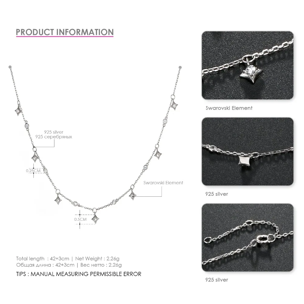 E-Manco 925 пробы Серебряное ожерелье в форме звезды кулон для женщин Femme воротник