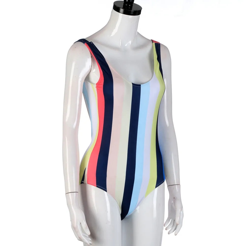 Tumblr сексуальный женский бикини купальник пуш ап 2017 полосатый с молнией сиамский